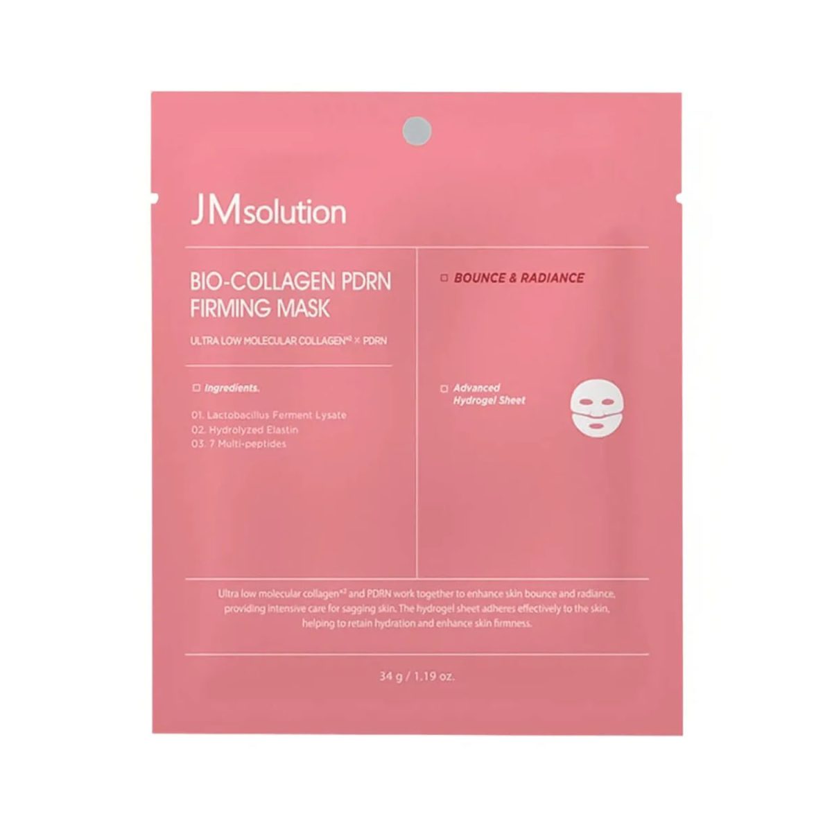 JMsolution Pink Bio Collagen Pdrn Firming Mask 34g - Image 1