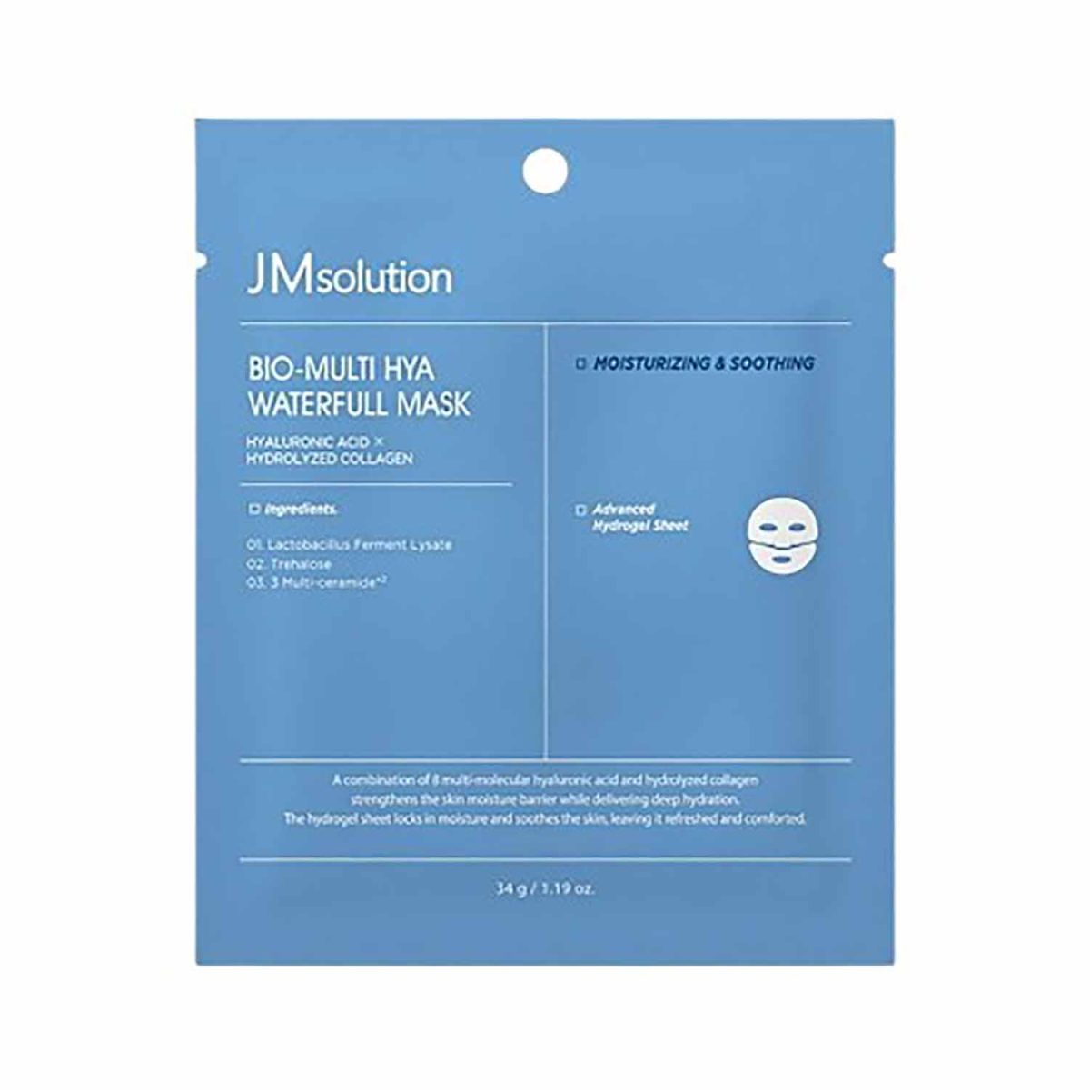 JMsolution Blue Bio-Multi Hya Waterfull Mask 34g - Image 1