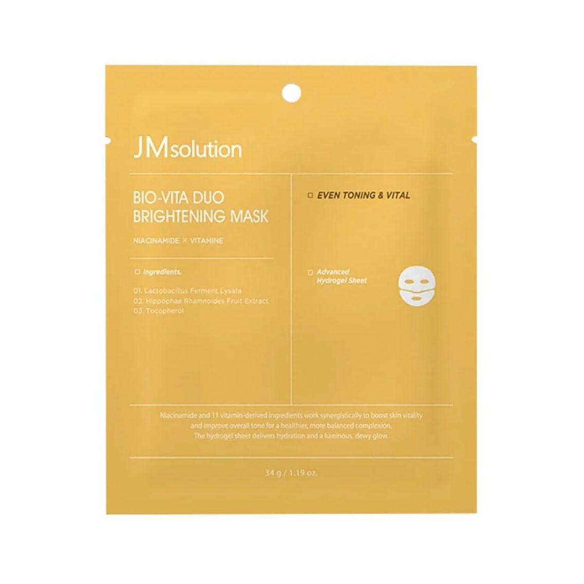 JMsolution Yellow Bio-Vita Duo Brightening Mask 34g - Image 1