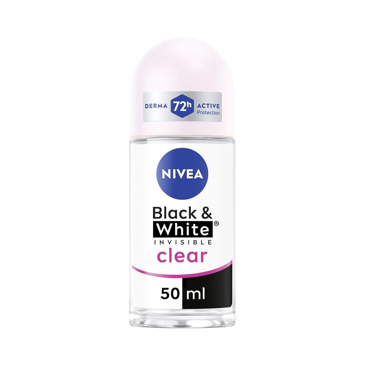Nivea Roll On Black and White Invisible Clear 50ml - Image 1