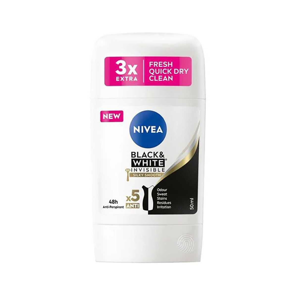 Nivea Deo Stick Black and White Invisible Silky Smooth 50ml - Image 1