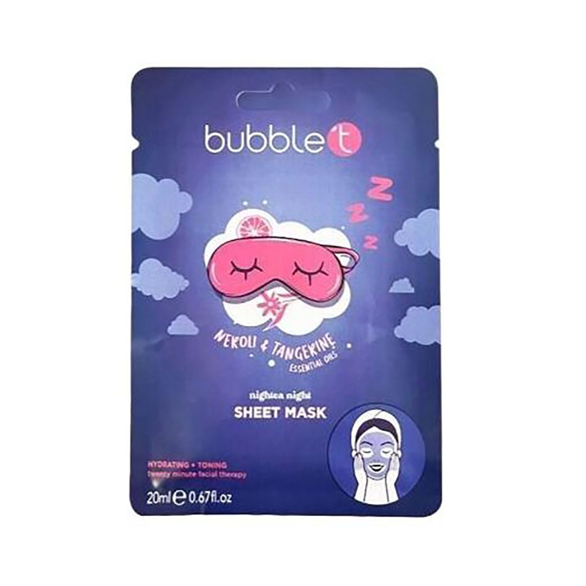 Bubble T Nightea Hydrating & Toning Sheet Face Mask Neroli & Tangerine 20ml - Image 4