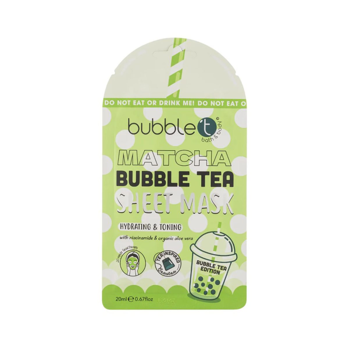 Bubble T Sheet Mask Hydrating & Toning Matcha 20ml - Image 1