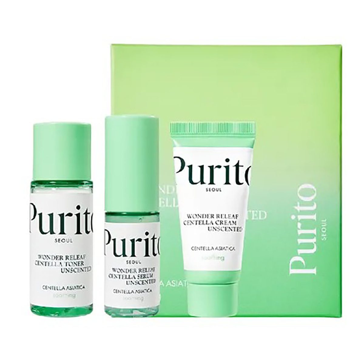 Purito Wonder Releaf Mini Kit Centella Unscented Travel Starter Set - Image 1